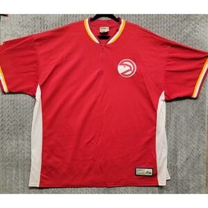 VTG Majestic Atlanta Hawks Hardwood Classics Shooting Jersey Shirt 3XL NBA Red‎